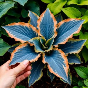 Хоста Океан Вью купить по цене от 960р. в интернет-магазине «Посадика» с доставкой почтой в в Снежинске и по всей России – [изображение №1].